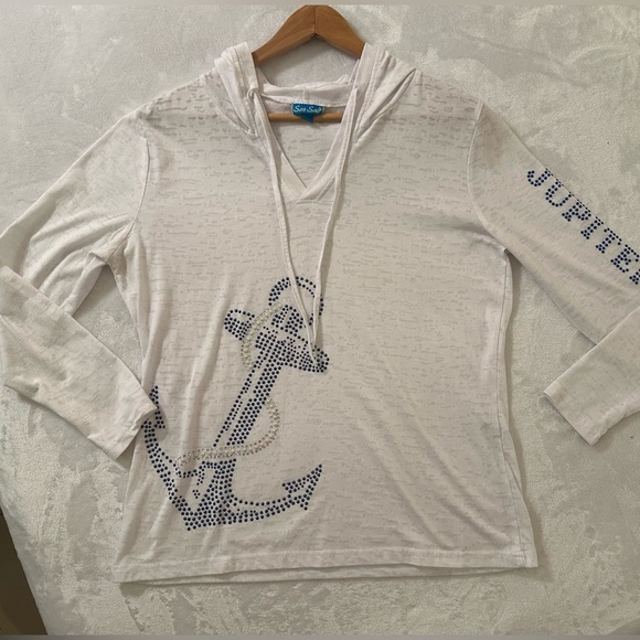 Sea Salt women’s small hoodie. Rhinestone anchor & studded Jupiter (Florida) - Picture 6 of 11